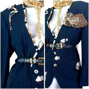 Evan Picone Pinstripe Craft Core Wearable Art RAD Blazer